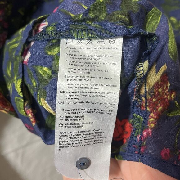 Esprit Floral Print Distressed Long Sleeve Blouse Shirt Womens Size 4 - Picture 7 of 8